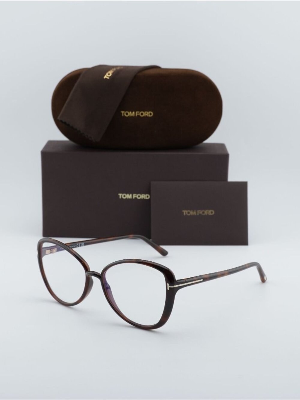 Tom Ford FT5907-B 052 Butterfly Eyeglasses 55mm - Dark Havana / Blue Light Block